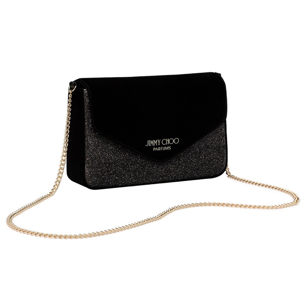 Jimmy Choo Black and Glittery Silver Crossbody Bag